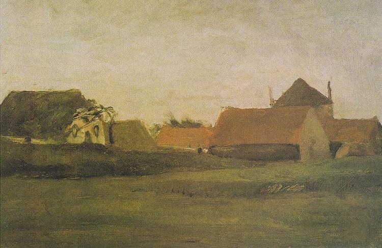 Vincent Van Gogh Farmhouses in Loosduinen at The Hague in the dawn oil painting image